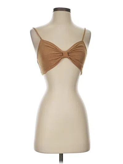 Pre-owned 12th Tribe Tank Top Tan Strapless Neckline Tops