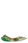 13 09 Sr Embellished Leather Ballet Flats Miky In Green