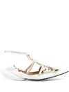 13 09 Sr Tootsy Croco Leather Ballerina Flats In White