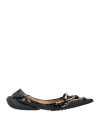 13 09 Sr Woman Ballet Flats Black Size 8 Leather In Black