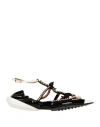13 09 Sr Tootsy Ballet Crystal Embellished Leather Flats In Black