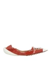 13 09 Sr Woman Ballet Flats Rust Size 8 Leather In Red