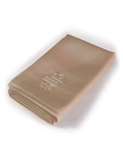 Slip Embroidered Silk Queen Pillowcase - Beige In Caramel