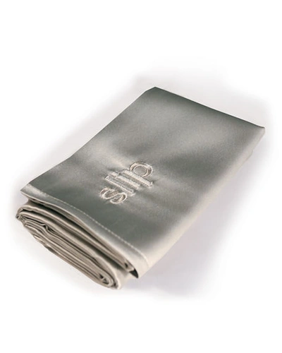 Slip Embroidered Silk Queen Pillowcase - Silver