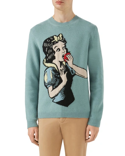 Gucci Snow White Intarsia-knit Wool Sweater In Blue