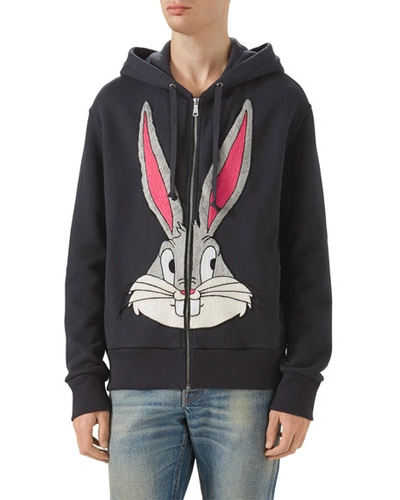 Gucci Bugs Bunny Cotton Hooded Sweatshirt In Black