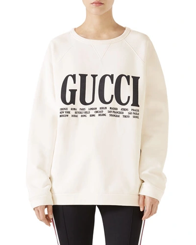 Gucci Oversized Printed Cotton-terry Sweatshirt In White