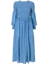 Ganni Beacon Smocked Cotton And Silk-blend Maxi Dress