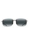Maui Jim Breakwall 63mm Polarized Rectangle Sunglasses In Black Gloss
