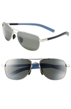 Maui Jim Maui Flex Polarizedplus®2 56mm Aviator Sunglasses In Silver/ Blue/ Light Blue