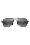 Maui Jim Guardrails 56mm Polarizedplus2® Aviator Sunglasses In Gunmetal/ Black/ Grey