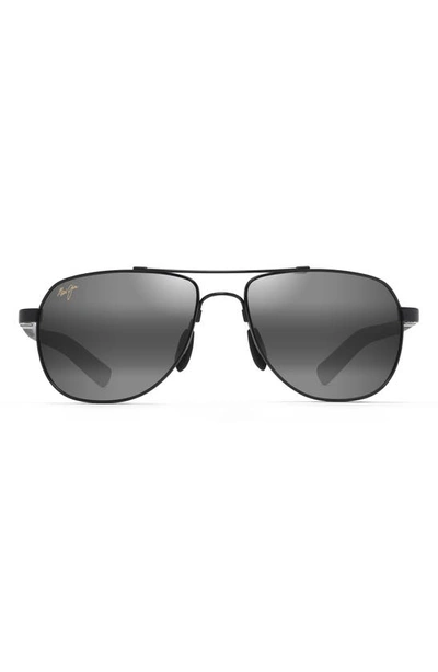 Maui Jim Guardrails 56mm Polarizedplus2® Aviator Sunglasses In Gunmetal/ Black/ Grey
