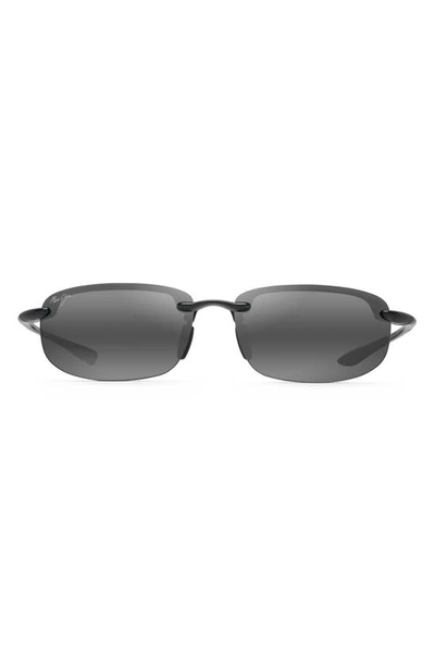 Maui Jim Hookipa 64mm Polarized Rectangle Sunglasses In Black / Grey