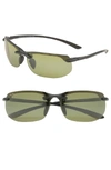 Maui Jim Banyans Polarized Wraparound Sunglasses, 73mm In Green Mir Pol