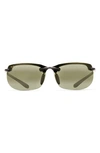 Maui Jim Banyans Polarized Wraparound Sunglasses, 73mm In Gloss Black / Ht Lens