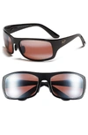 Maui Jim Polarized Sunglasses, 419 Haleakala 65p In Gloss Black/ Maui Rose