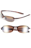 Maui Jim Black Coral 65mm Polarized Oversize Rectangular Sunglasses In Tortoise