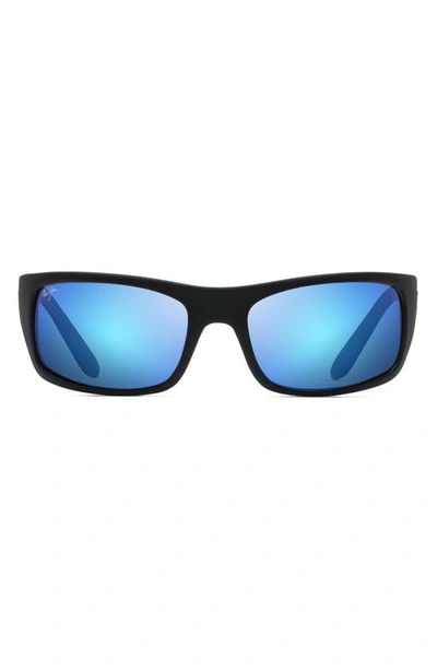 Maui Jim 'peahi In Matte Black/ Blue Hawaii