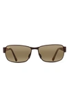 Maui Jim Black Coral 65mm Polarized Oversize Rectangular Sunglasses In Matte Espresso