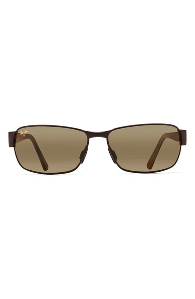 Maui Jim Black Coral 65mm Polarized Oversize Rectangular Sunglasses In Matte Espresso