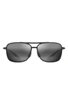 Maui Jim Kaupo Gap 61mm Polarizedplus2® Aviator Sunglasses In Gloss Black/ Neutral Grey