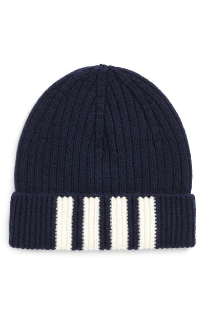 Thom Browne Cashmere Beanie In Navy