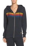 Aviator Nation Five-stripe Zip-front Hoodie In Charcoal