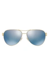 Tory Burch 60mm Polarized Aviator Sunglasses In Gold