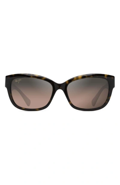 Maui Jim Women's Plumeria Polarized Cat Eye Sunglasses, 55mm In Dark Tortoise/rose Gradient