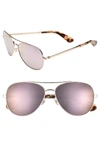 KATE SPADE AVALINE 58MM AVIATOR SUNGLASSES - PINK HAVANA,AVALINE2S