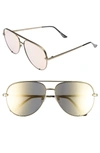 QUAY X DESI PERKINS HIGH KEY 60MM AVIATOR SUNGLASSES,QC-000142-GRN GLD