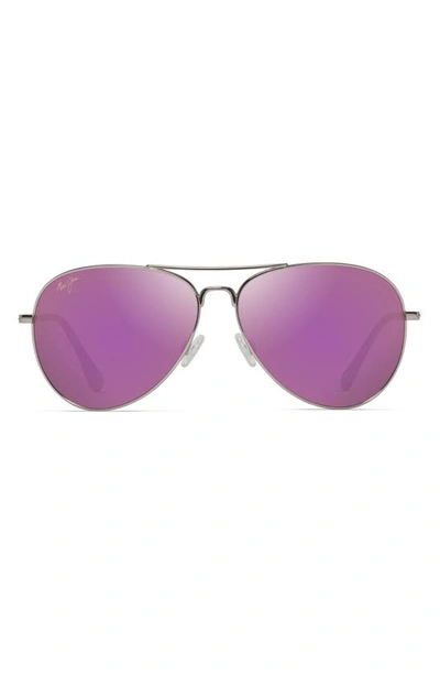 Maui Jim Mavericks 61mm Mirrored Polarizedplus2® Aviator Sunglasses In Rose Gold/ Maui Sunrise
