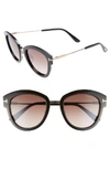 TOM FORD MIA 55MM CAT EYE SUNGLASSES - BLACK ACETATE/ ROSE GOLD,FT0574W5255Z