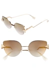 FENDI RAINBOW 52MM SEMI-RIMLESS SUNGLASSES - ROSE GOLD,FF0242S