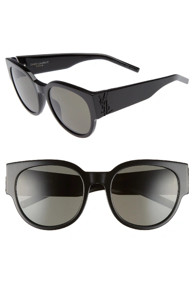 Saint Laurent Sl M19 54mm Cat Eye Sunglasses - Black In Black/gray Solid