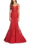 MAC DUGGAL EMBELLISHED LACE MERMAID GOWN,79082