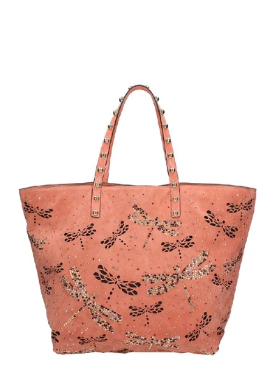 Red Valentino Embellished Dragonfly Tote In Powder