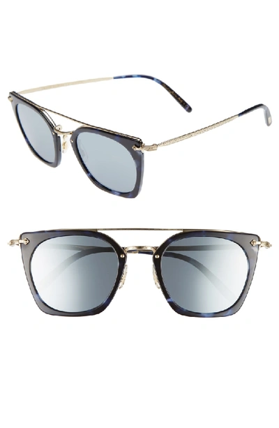 Oliver Peoples Women's Dacette Brow Bar Mirrored Square Sunglasses, 50mm In Cobalt