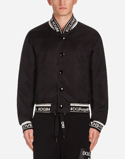 Dolce & Gabbana #dg Millennials Black Nylon Bomber Jacket