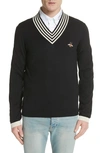 GUCCI BEE APPLIQUE WOOL PULLOVER SWEATER,496442X9I00