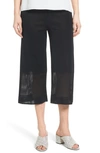 Ming Wang Mesh Inset Crop Pants In Black