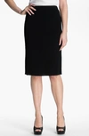 Ming Wang Below The Knee Straight Knit Skirt In Black