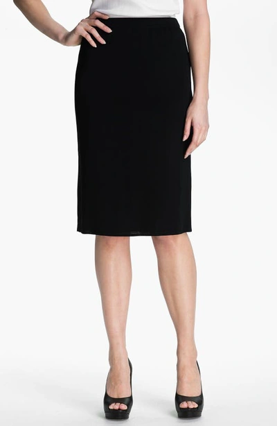 Ming Wang Below The Knee Straight Knit Skirt In Black