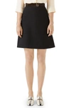 Gucci Linen Canvas Belted Long Skirt In Black