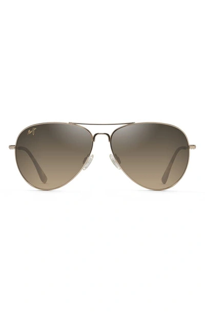 Maui Jim Mavericks 61mm Polarized Oversize Aviator Sunglasses In Bronze Polar