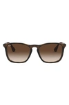 Ray Ban Ray-ban Unisex Rubberized Youngster Wayfarer Sunglasses, 54mm In Shiny Transparent Light Brown/brown Gradient