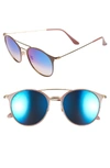 Ray Ban Mirrored Iridescent Round Double-bridge Flash Sunglasses In Gold/ Beige