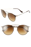 RAY BAN HIGHSTREET 52MM ROUND BROW BAR SUNGLASSES,RB354652-X