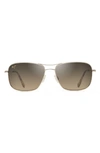 Maui Jim Wiki Wiki 59mm Polarized Aviator Sunglasses In Gold/ Bronze