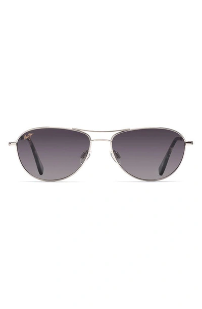 Maui Jim Baby Beach 56mm Polarized Aviator Sunglasses In Silver/ Neutral Grey